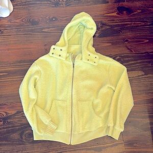 Porridge from Anthropologie lime green Sherpa like jacket with hood